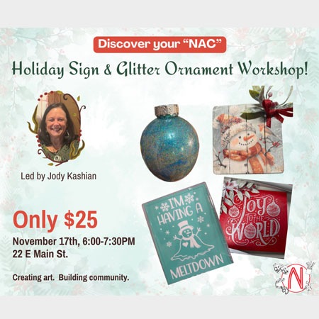 Holiday Sign and Glitter Ornament